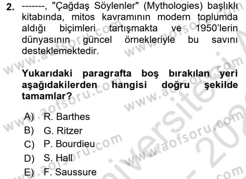 Sosyal Bilimlerde Temel Kavramlar Dersi 2022 - 2023 Yılı (Final) Dönem Sonu Sınav Soruları 2. Soru