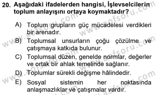 Sosyal Bilimlerde Temel Kavramlar Dersi 2022 - 2023 Yılı (Final) Dönem Sonu Sınav Soruları 20. Soru