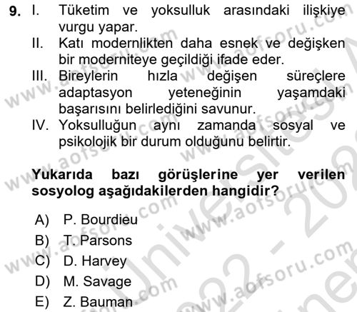 Sosyal Bilimlerde Temel Kavramlar Dersi 2022 - 2023 Yılı (Final) Dönem Sonu Sınav Soruları 9. Soru