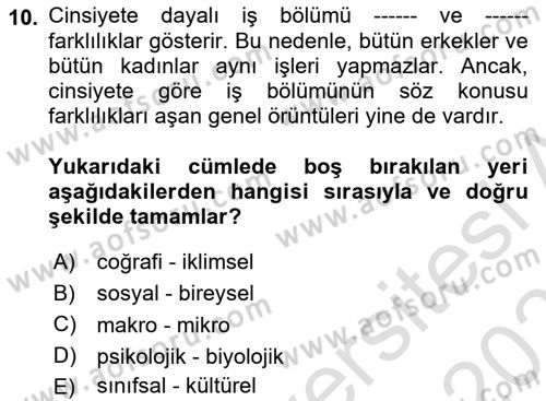 Sosyal Bilimlerde Temel Kavramlar Dersi 2022 - 2023 Yılı Yaz Okulu Sınav Soruları 10. Soru