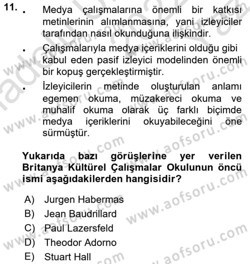 Sosyal Bilimlerde Temel Kavramlar Dersi 2022 - 2023 Yılı Yaz Okulu Sınav Soruları 11. Soru
