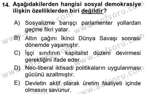 Sosyal Bilimlerde Temel Kavramlar Dersi 2022 - 2023 Yılı Yaz Okulu Sınav Soruları 14. Soru