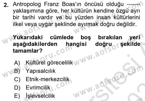 Sosyal Bilimlerde Temel Kavramlar Dersi 2022 - 2023 Yılı Yaz Okulu Sınav Soruları 2. Soru