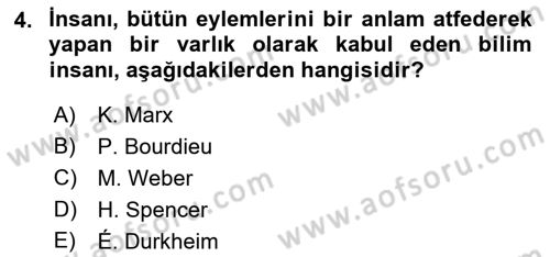 Sosyal Bilimlerde Temel Kavramlar Dersi 2022 - 2023 Yılı Yaz Okulu Sınav Soruları 4. Soru