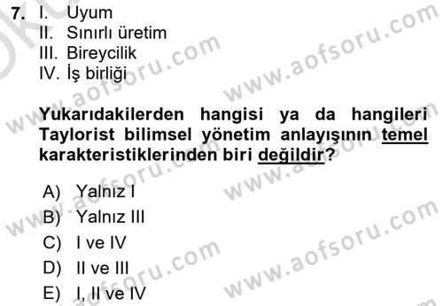 Sosyal Bilimlerde Temel Kavramlar Dersi 2022 - 2023 Yılı Yaz Okulu Sınav Soruları 7. Soru