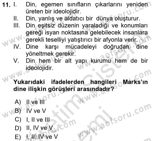 Sosyal Bilimlerde Temel Kavramlar Dersi 2023 - 2024 Yılı (Vize) Ara Sınav Soruları 11. Soru