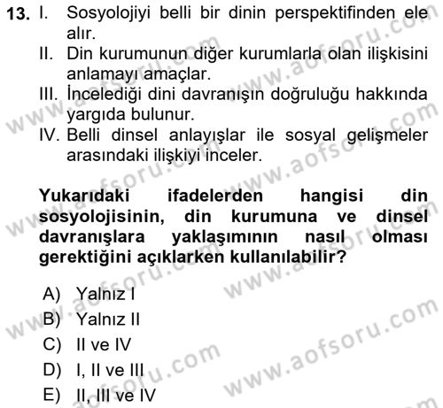 Sosyal Bilimlerde Temel Kavramlar Dersi Ara Sınavı Deneme Sınav Soruları 13. Soru