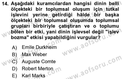 Sosyal Bilimlerde Temel Kavramlar Dersi 2023 - 2024 Yılı (Vize) Ara Sınav Soruları 14. Soru