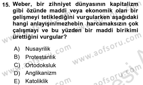 Sosyal Bilimlerde Temel Kavramlar Dersi Ara Sınavı Deneme Sınav Soruları 15. Soru