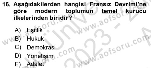Sosyal Bilimlerde Temel Kavramlar Dersi Ara Sınavı Deneme Sınav Soruları 16. Soru