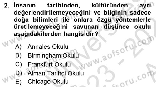 Sosyal Bilimlerde Temel Kavramlar Dersi Ara Sınavı Deneme Sınav Soruları 2. Soru