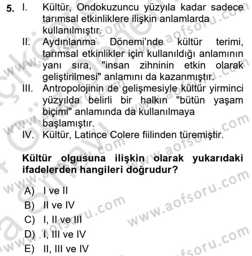 Sosyal Bilimlerde Temel Kavramlar Dersi Ara Sınavı Deneme Sınav Soruları 5. Soru