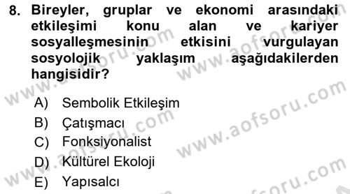 Sosyal Bilimlerde Temel Kavramlar Dersi Ara Sınavı Deneme Sınav Soruları 8. Soru