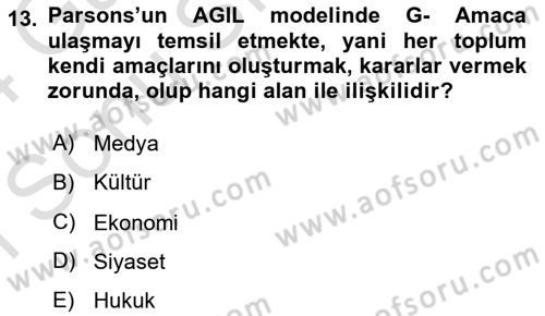 Sosyal Bilimlerde Temel Kavramlar Dersi 2023 - 2024 Yılı (Final) Dönem Sonu Sınav Soruları 13. Soru
