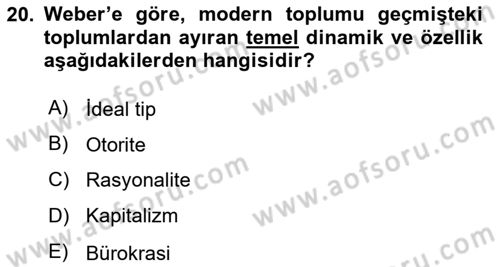 Sosyal Bilimlerde Temel Kavramlar Dersi 2023 - 2024 Yılı (Final) Dönem Sonu Sınav Soruları 20. Soru