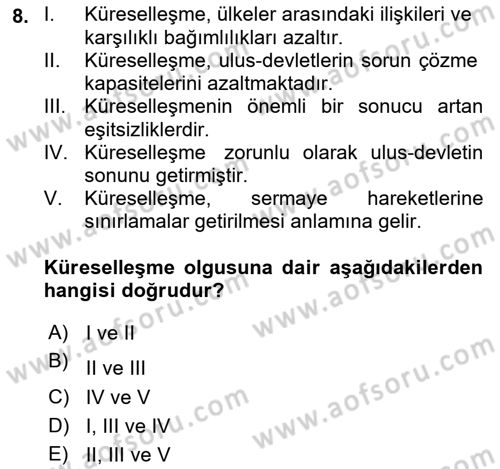Sosyal Bilimlerde Temel Kavramlar Dersi 2023 - 2024 Yılı (Final) Dönem Sonu Sınav Soruları 8. Soru