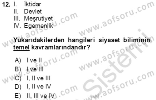 Sosyal Bilimlerde Temel Kavramlar Dersi 2023 - 2024 Yılı Yaz Okulu Sınav Soruları 12. Soru