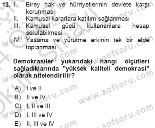 Sosyal Bilimlerde Temel Kavramlar Dersi 2023 - 2024 Yılı Yaz Okulu Sınav Soruları 13. Soru