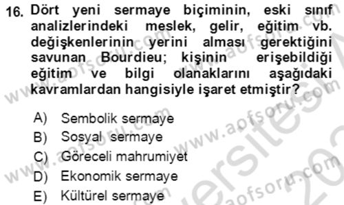 Sosyal Bilimlerde Temel Kavramlar Dersi 2023 - 2024 Yılı Yaz Okulu Sınav Soruları 16. Soru