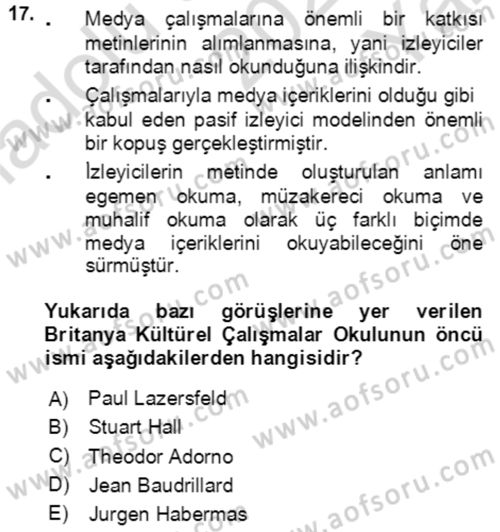 Sosyal Bilimlerde Temel Kavramlar Dersi 2023 - 2024 Yılı Yaz Okulu Sınav Soruları 17. Soru