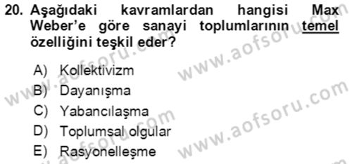 Sosyal Bilimlerde Temel Kavramlar Dersi 2023 - 2024 Yılı Yaz Okulu Sınav Soruları 20. Soru