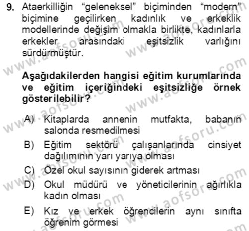 Sosyal Bilimlerde Temel Kavramlar Dersi 2023 - 2024 Yılı Yaz Okulu Sınav Soruları 9. Soru