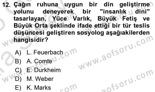 Sosyal Bilimlerde Temel Kavramlar Dersi 2024 - 2025 Yılı (Vize) Ara Sınav Soruları 12. Soru