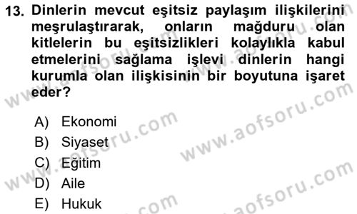 Sosyal Bilimlerde Temel Kavramlar Dersi 2024 - 2025 Yılı (Vize) Ara Sınav Soruları 13. Soru