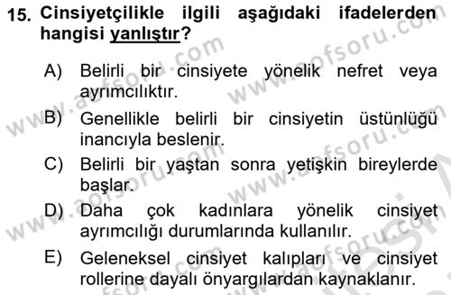 Sosyal Bilimlerde Temel Kavramlar Dersi 2024 - 2025 Yılı (Vize) Ara Sınav Soruları 15. Soru