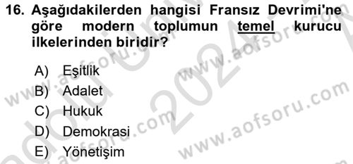 Sosyal Bilimlerde Temel Kavramlar Dersi 2024 - 2025 Yılı (Vize) Ara Sınav Soruları 16. Soru