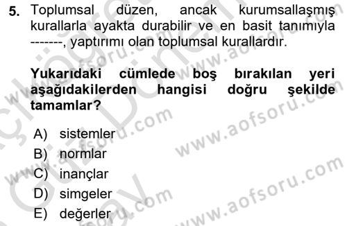 Sosyal Bilimlerde Temel Kavramlar Dersi 2024 - 2025 Yılı (Vize) Ara Sınav Soruları 5. Soru