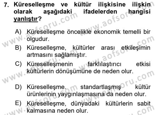 Sosyal Bilimlerde Temel Kavramlar Dersi 2024 - 2025 Yılı (Vize) Ara Sınav Soruları 7. Soru
