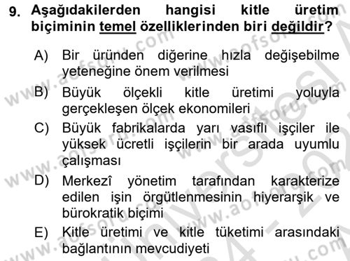Sosyal Bilimlerde Temel Kavramlar Dersi 2024 - 2025 Yılı (Vize) Ara Sınav Soruları 9. Soru