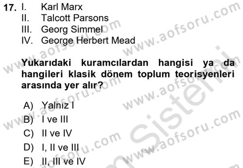 Sosyal Bilimlerde Temel Kavramlar Dersi 2024 - 2025 Yılı (Final) Dönem Sonu Sınav Soruları 17. Soru