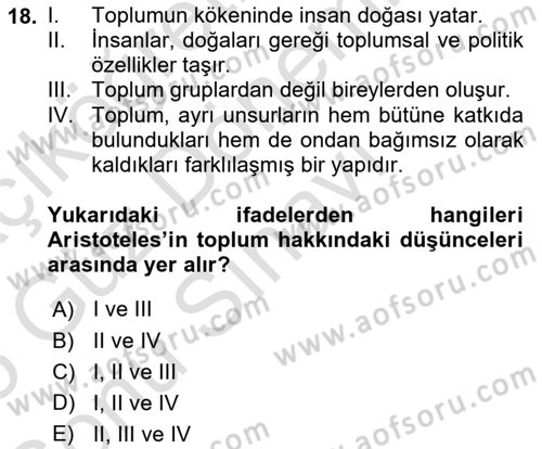 Sosyal Bilimlerde Temel Kavramlar Dersi 2024 - 2025 Yılı (Final) Dönem Sonu Sınav Soruları 18. Soru