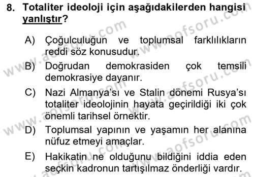 Sosyal Bilimlerde Temel Kavramlar Dersi 2024 - 2025 Yılı (Final) Dönem Sonu Sınav Soruları 8. Soru
