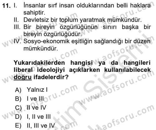 Sosyal Bilimlerde Temel Kavramlar Dersi 2024 - 2025 Yılı Yaz Okulu Sınav Soruları 11. Soru