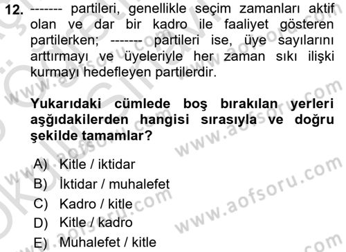 Sosyal Bilimlerde Temel Kavramlar Dersi 2024 - 2025 Yılı Yaz Okulu Sınav Soruları 12. Soru