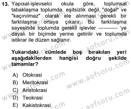 Sosyal Bilimlerde Temel Kavramlar Dersi 2024 - 2025 Yılı Yaz Okulu Sınav Soruları 13. Soru