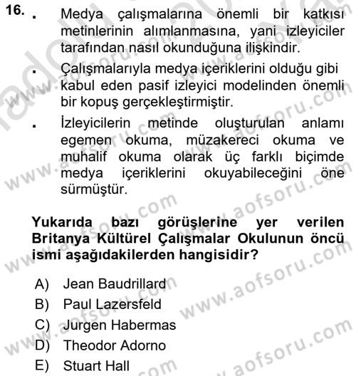 Sosyal Bilimlerde Temel Kavramlar Dersi 2024 - 2025 Yılı Yaz Okulu Sınav Soruları 16. Soru