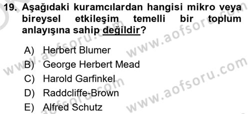Sosyal Bilimlerde Temel Kavramlar Dersi 2024 - 2025 Yılı Yaz Okulu Sınav Soruları 19. Soru