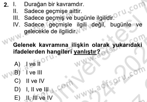 Sosyal Bilimlerde Temel Kavramlar Dersi 2024 - 2025 Yılı Yaz Okulu Sınav Soruları 2. Soru