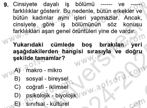 Sosyal Bilimlerde Temel Kavramlar Dersi 2024 - 2025 Yılı Yaz Okulu Sınav Soruları 9. Soru