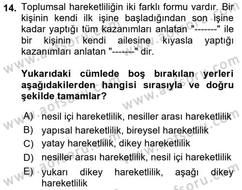 Sosyal Bilimlerde Temel Kavramlar Dersi 2025 - 2026 Yılı Yaz Okulu Sınav Soruları 14. Soru