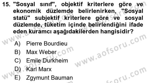 Sosyal Bilimlerde Temel Kavramlar Dersi 2025 - 2026 Yılı Yaz Okulu Sınav Soruları 15. Soru