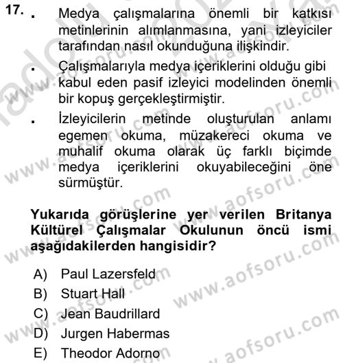Sosyal Bilimlerde Temel Kavramlar Dersi 2025 - 2026 Yılı Yaz Okulu Sınav Soruları 17. Soru