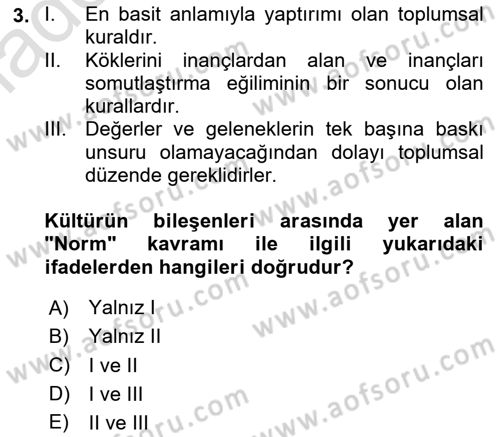 Sosyal Bilimlerde Temel Kavramlar Dersi 2025 - 2026 Yılı Yaz Okulu Sınav Soruları 3. Soru