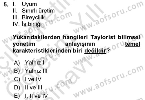 Sosyal Bilimlerde Temel Kavramlar Dersi 2025 - 2026 Yılı Yaz Okulu Sınav Soruları 5. Soru
