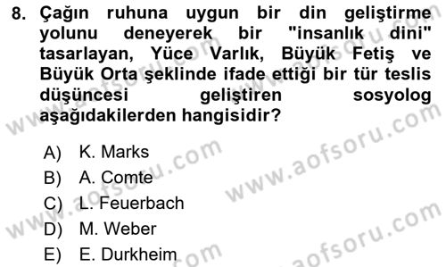 Sosyal Bilimlerde Temel Kavramlar Dersi 2025 - 2026 Yılı Yaz Okulu Sınav Soruları 8. Soru