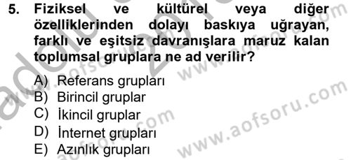 İnsan ve Toplum Dersi 2013 - 2014 Yılı (Vize) Ara Sınavı 5. Soru